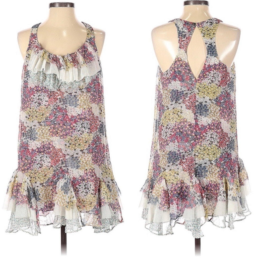 LaRok Floral Ruffled Fringed Boho Dress l SIZE XS